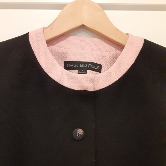 NIPON BOUTIQUE black cropped blazer/jacket w/ pink details (4) - Picture 2 of 9